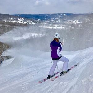 North face and Giro ski outfit